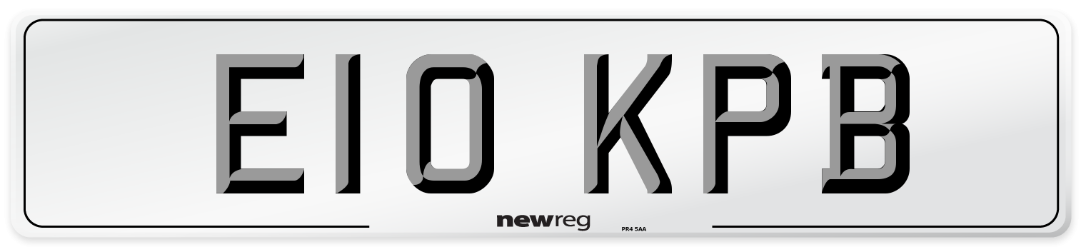E10 KPB Number Plate from New Reg